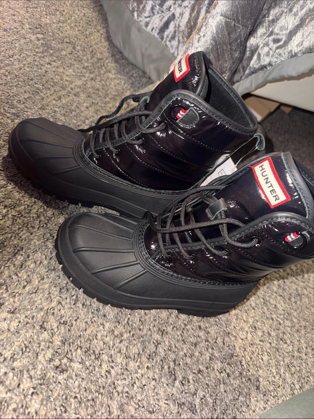 Hunter Black Lace-Up Waterproof Boot